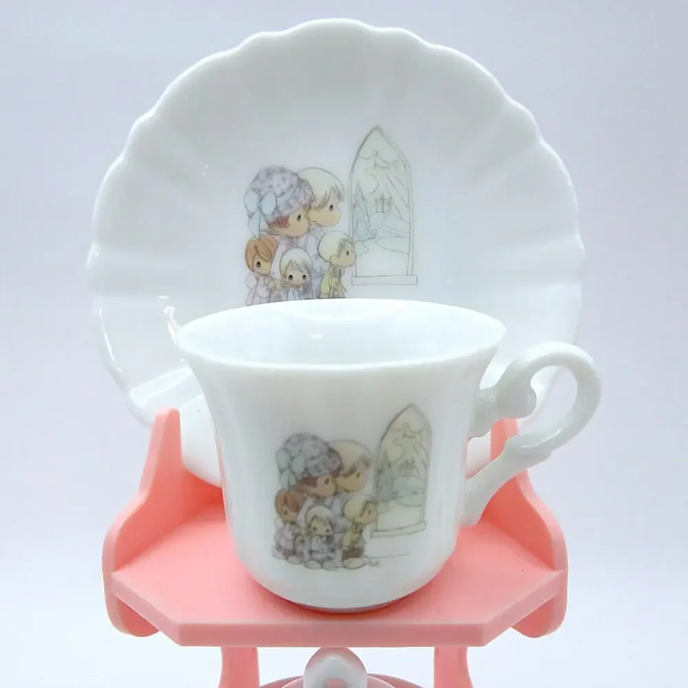 Vintage 1989 Precious Moments Miniature Tea Set Enesco Teapot Cup Saucer Stand
